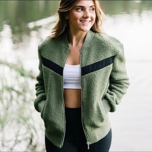 Zyia Active Olive Green Black Fleece Full Zip